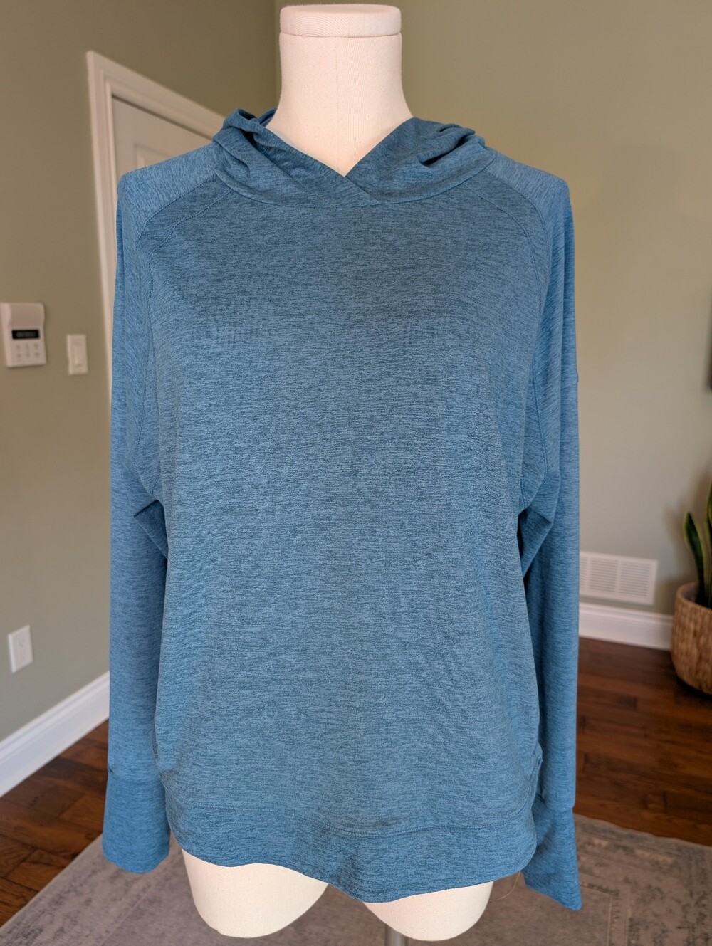 ASICS Blue Performance Lightweight Athletic Hoodie Zip Pocket Pullover Gym XL